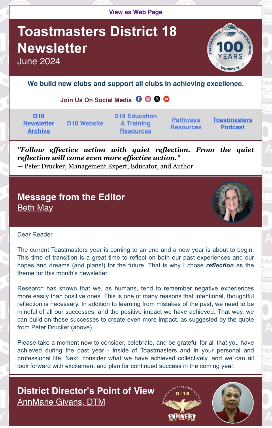 Newsletter Archive - District 18 Toastmasters
