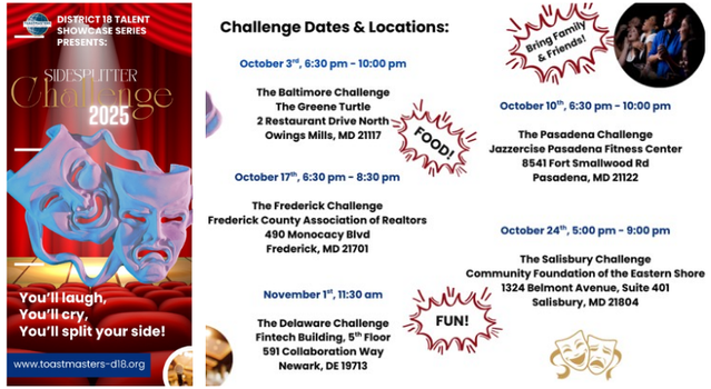 Side Splitters Contest Location, Dates, and Times